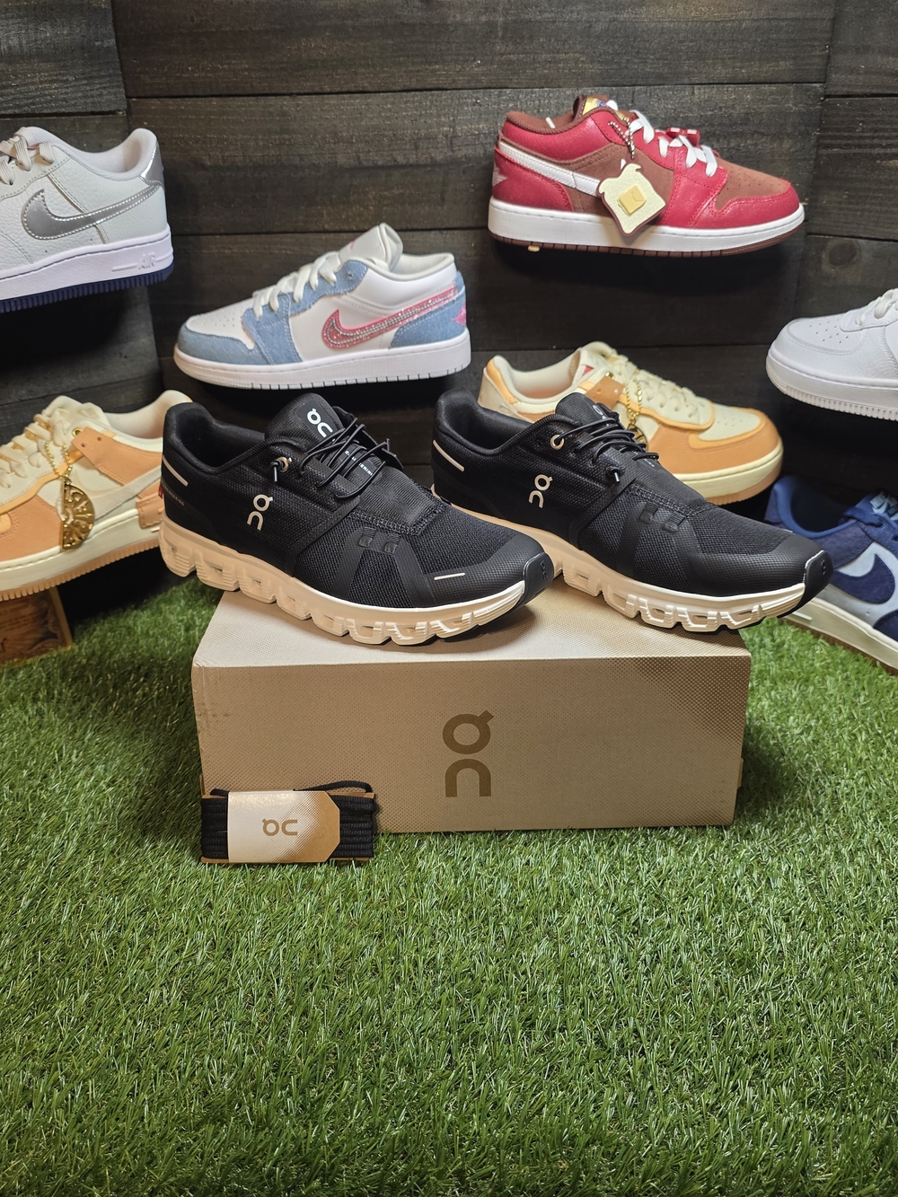 On Running Men's Black Sneakers with White Sole